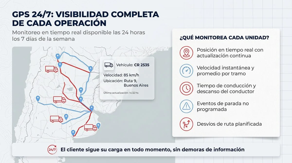 Monitoreo GPS de flota 24/7